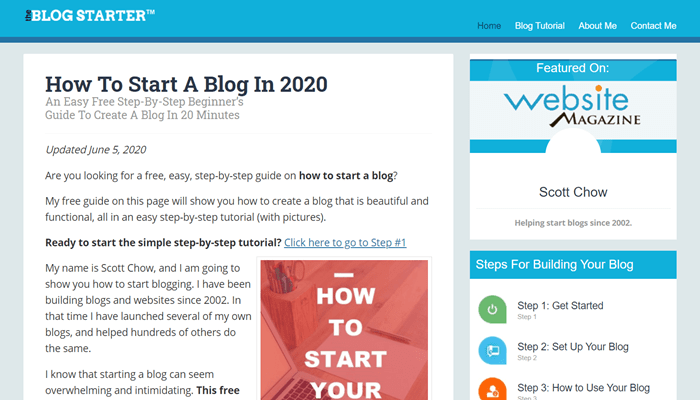 bluehost website examples the blog starter