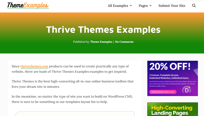 thrive architect examples